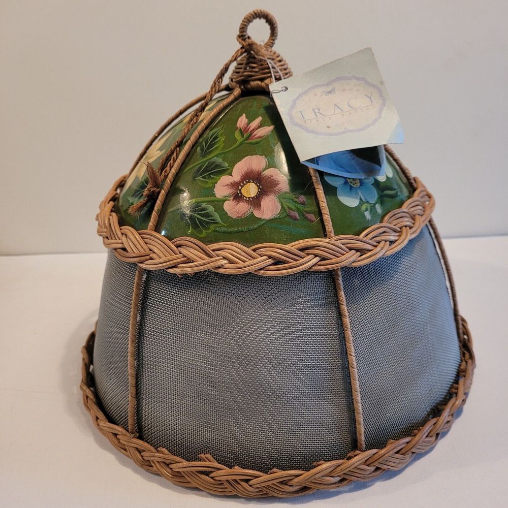 Tracy Porter Floral Green & Blue Hand-Painted Storage Basket